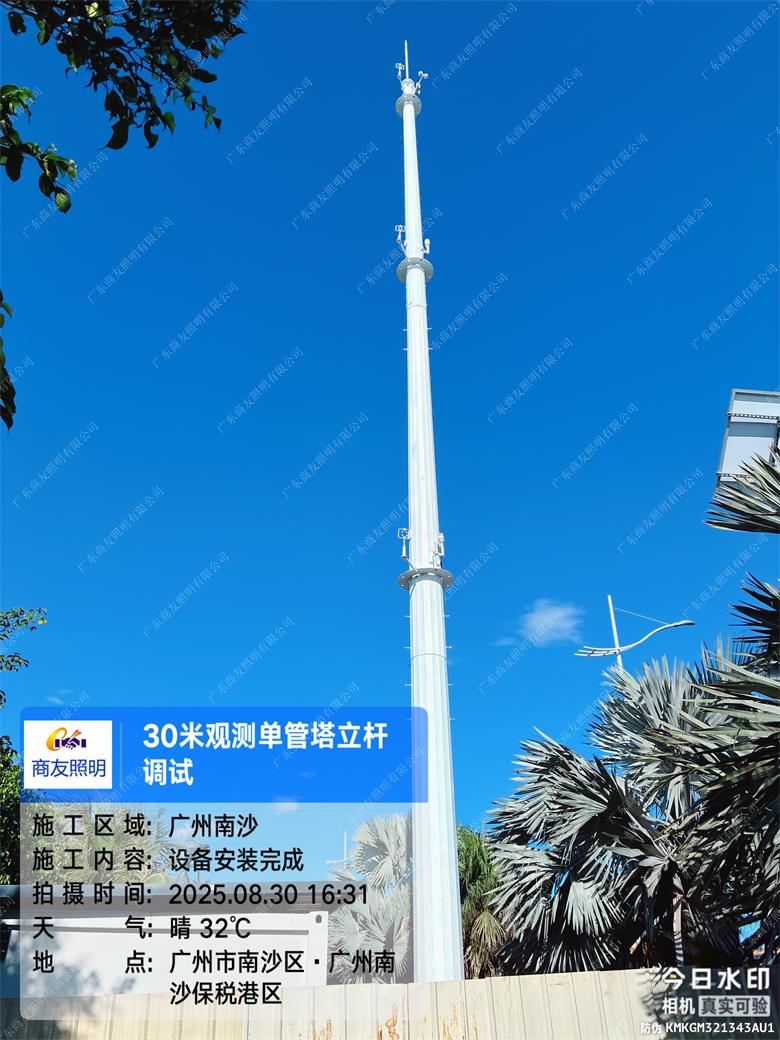 广东商友照明公司30米环境监测设备塔助力广州港口工程